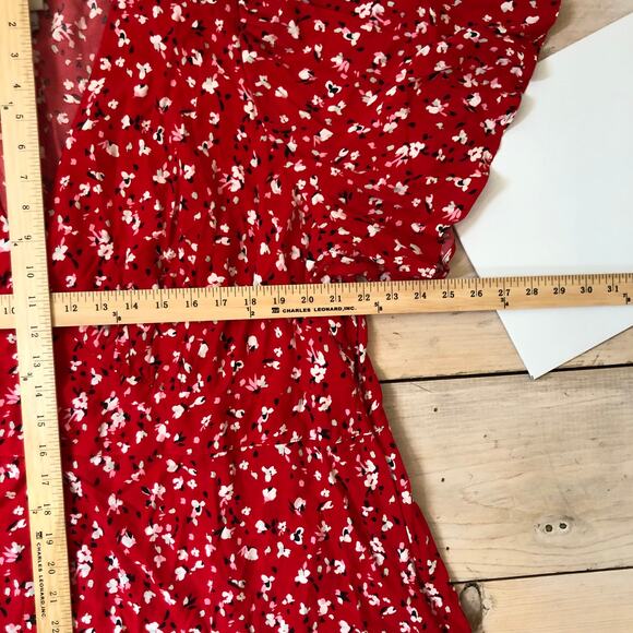A New Day NWOT Women's Short Sleeve Maxi Sundress Red Floral Size 24 - Picture 8 of 9